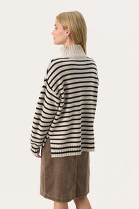 Part Two Lilye striped roll neck sweater French Oak Stripe