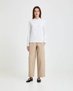 Yerse Woven Frill detail jersey shirt White