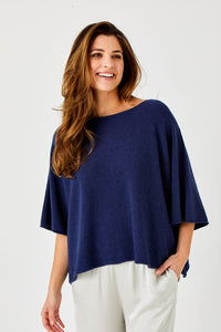 SUZY D Livea tabbard knit sweater navy