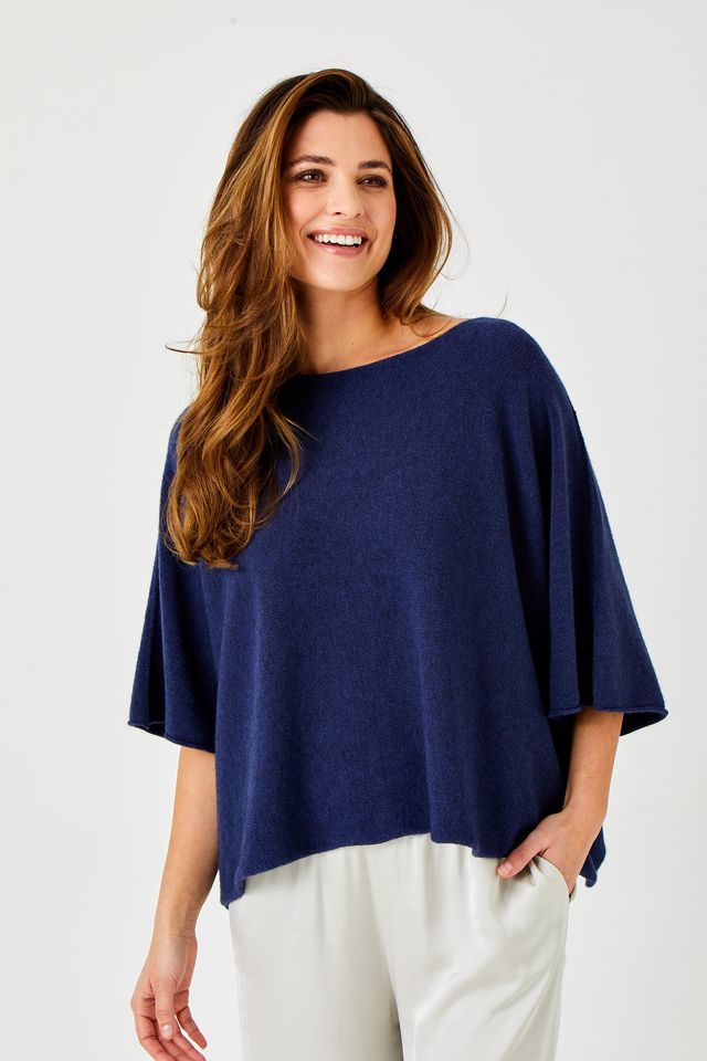 SUZY D Livea tabbard knit sweater navy