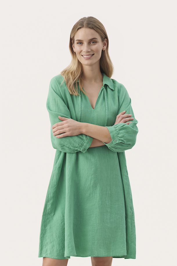 Part Two Erona linen dress Green Spruce