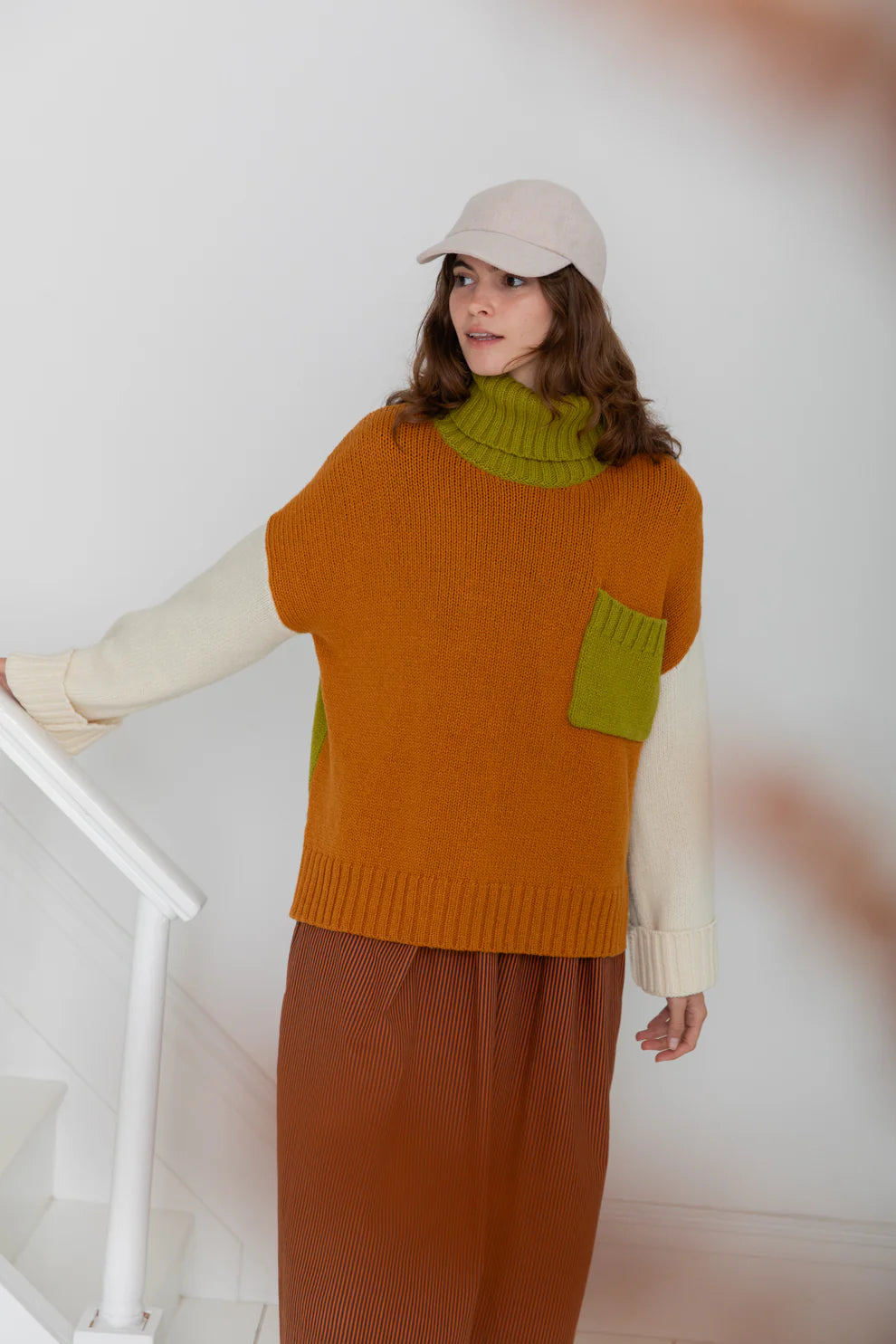 Bonté Harvey colour block roll neck Rust