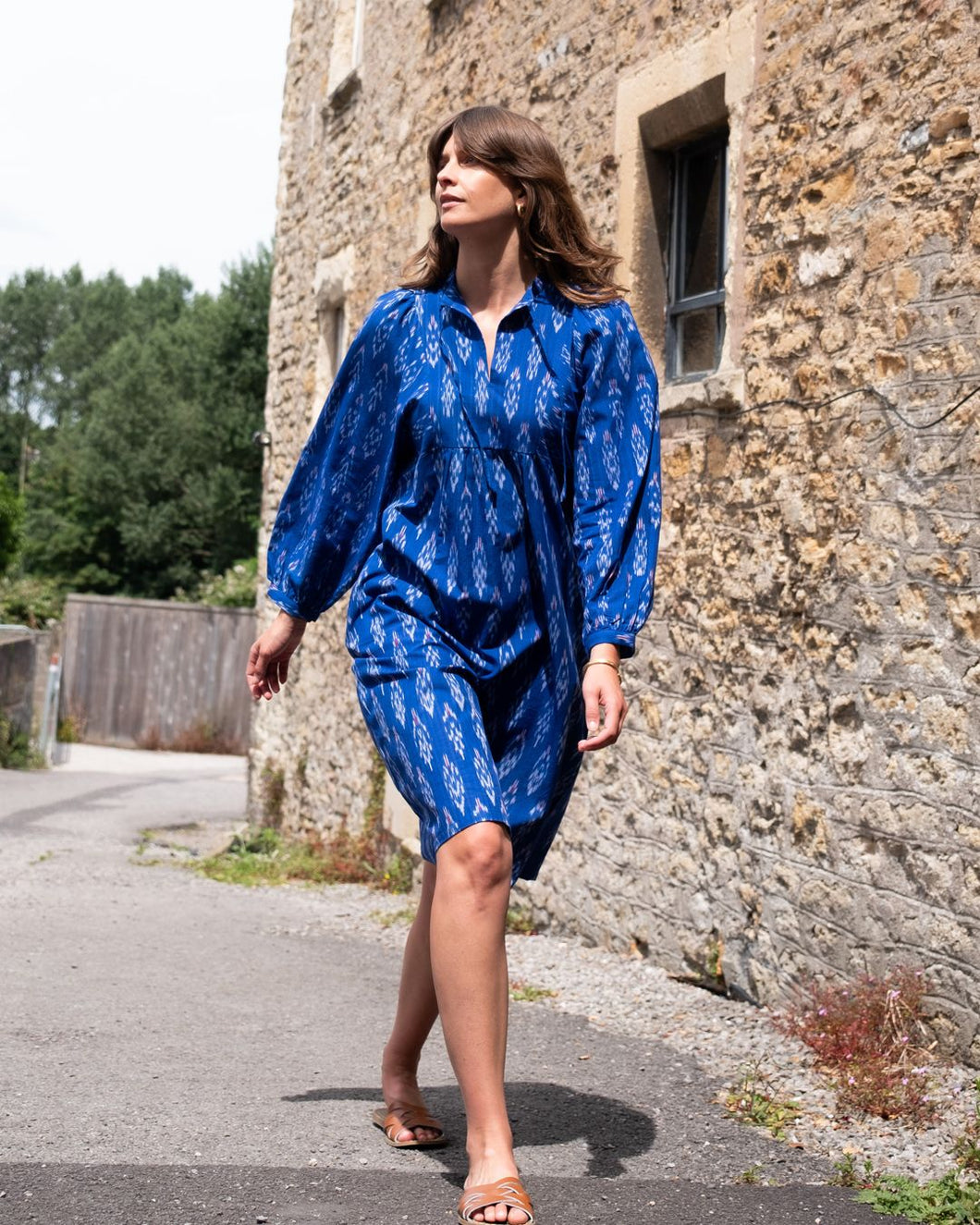 Bibico Kasbah woven dress Blue Ikat