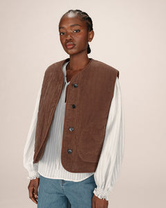 Grace & Mila Seth reversible corduroy waistcoat Chociolate