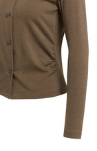 Load image into Gallery viewer, YAYA  jersey cardigan with double button closure Teak Brown Melange
