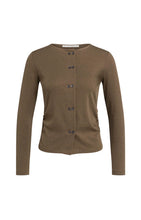 Load image into Gallery viewer, YAYA  jersey cardigan with double button closure Teak Brown Melange
