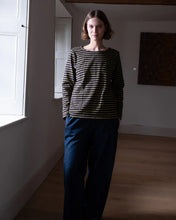 Load image into Gallery viewer, Bibibo Sailor pocket detail top Navy &amp; Chartreuse
