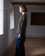 Load image into Gallery viewer, Bibibo Sailor pocket detail top Navy &amp; Chartreuse
