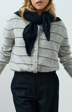 Load image into Gallery viewer, YAYA Knitted triangle scarf Cat Black Melange
