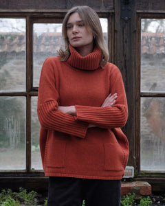 Bibico Adela merino lambswool roll neck jumper Ember