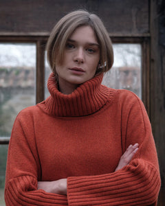 Bibico Adela merino lambswool roll neck jumper Ember