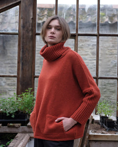 Bibico Adela merino lambswool roll neck jumper Ember