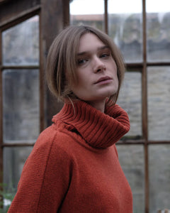 Bibico Adela merino lambswool roll neck jumper Ember