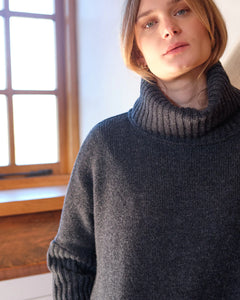 Bibico Adela merino lambswool rollneck jumper Charcoal