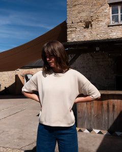 Bibico Lisa boxy knit short sleeve cotton knit Ecru