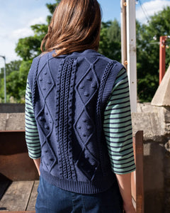 Bibico Lora cable knit waistcoat Indigo