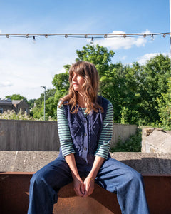 Bibico Lora cable knit waistcoat Indigo