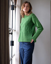 Load image into Gallery viewer, Bibico Elle boxy Aran knit merino wool jumper Watercress
