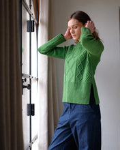 Load image into Gallery viewer, Bibico Elle boxy Aran knit merino wool jumper Watercress
