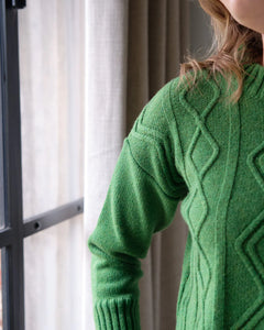 Bibico Elle boxy Aran knit merino wool jumper Watercress