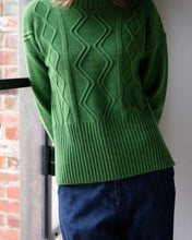 Load image into Gallery viewer, Bibico Elle boxy Aran knit merino wool jumper Watercress
