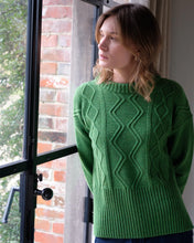 Load image into Gallery viewer, Bibico Elle boxy Aran knit merino wool jumper Watercress
