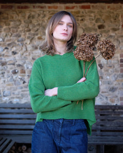 Bibico Layla boxy merino wool jumper Watercress