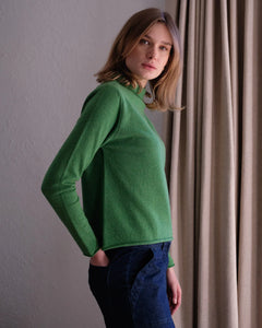 Bibico Aria roll neck merino lambswool knit Watercress