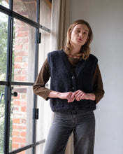 Load image into Gallery viewer, Bibico Mira hand knit cable pocket waistcoat Navy
