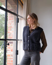 Load image into Gallery viewer, Bibico Mira hand knit cable pocket waistcoat Navy
