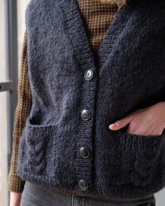 Bibico Mira hand knit cable pocket waistcoat Navy