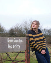 Load image into Gallery viewer, Bibico Force Five hand knit striped jumper Indigo &amp; Golden Hay
