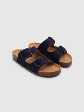 Load image into Gallery viewer, Nice Things Buckle suede sandals Navy
