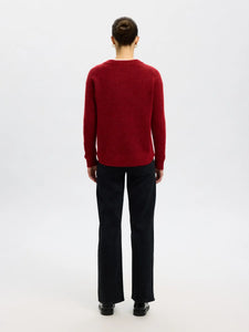 Selected Femme Lulu O neck jumper Equestrian Melange Red