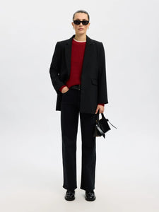 Selected Femme Lulu O neck jumper Equestrian Melange Red