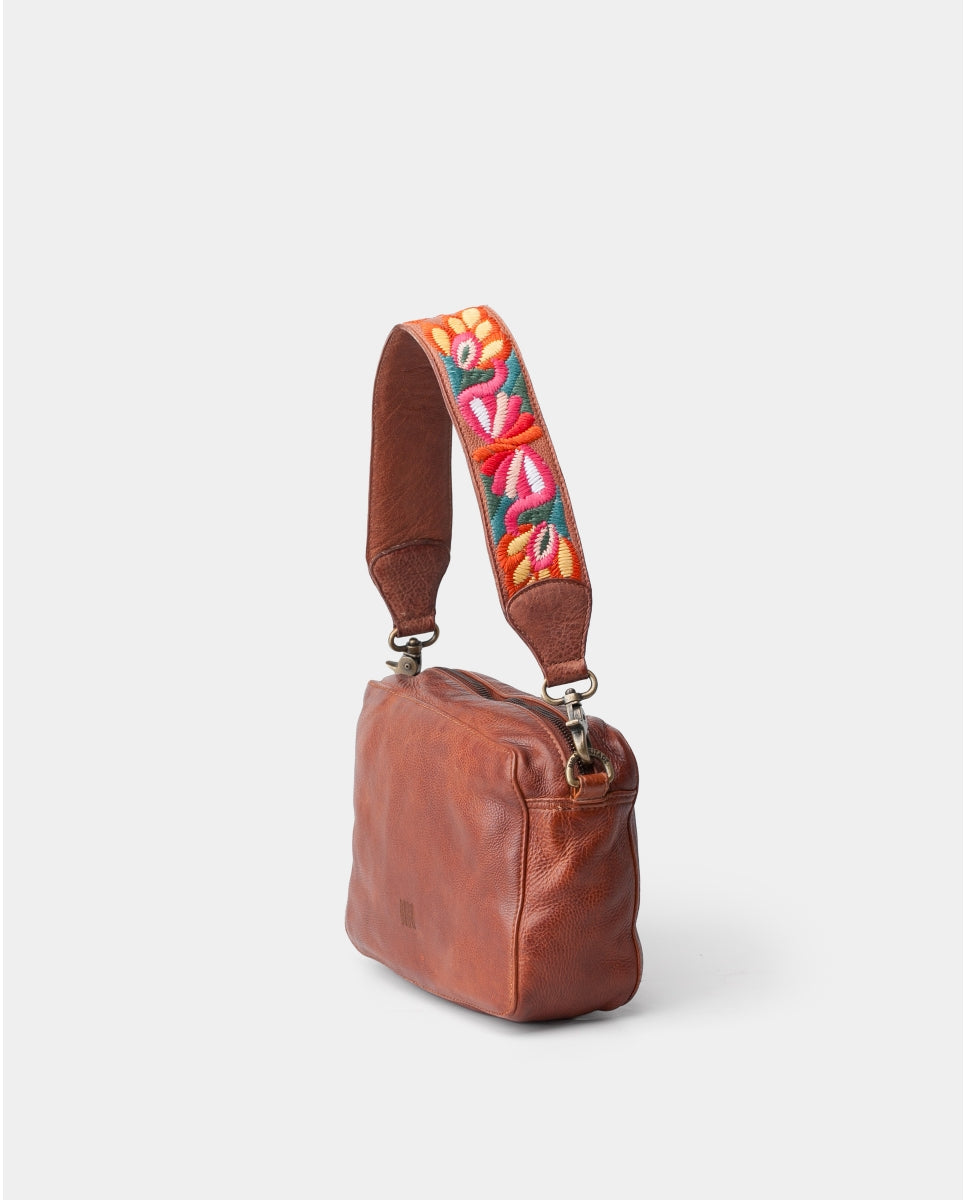 Biba Sumner embroidered strap handbag Tan