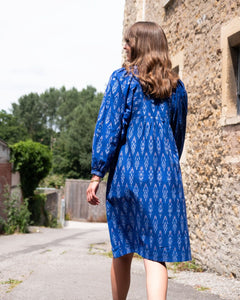 Bibico Kasbah woven dress Blue Ikat