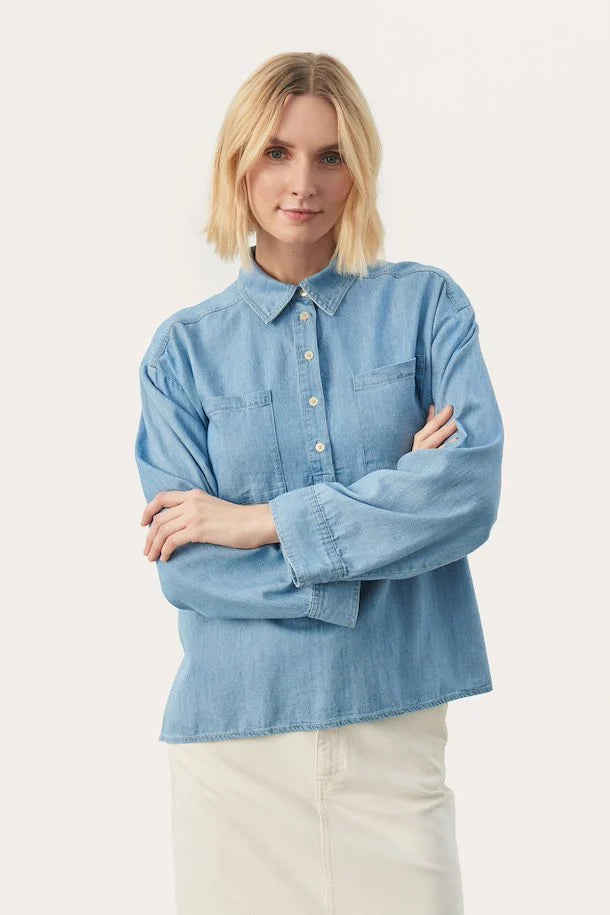 Part Two Emmarose lyocell casual shirt Light Blue Denim – CW CW