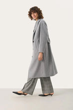 Load image into Gallery viewer, Part Two Lorelai wool blend long line coat Light Grey Malange
