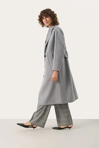 Part Two Lorelai wool blend long line coat Light Grey Malange