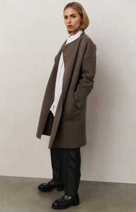 YAYA Coatigan with patch pockets Brown Melange