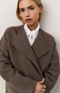 YAYA Coatigan with patch pockets Brown Melange
