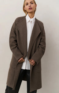 YAYA Coatigan with patch pockets Brown Melange