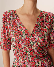 Load image into Gallery viewer, Grace &amp; Mila Perline floral satin wrap dress Rouge
