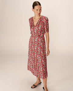 Grace & Mila Perline floral satin wrap dress Rouge