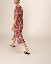 Load image into Gallery viewer, Grace &amp; Mila Perline floral satin wrap dress Rouge
