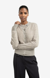 YAYA Double rib detail cardigan Brownish Grey