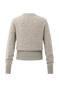 YAYA Double rib detail cardigan Brownish Grey