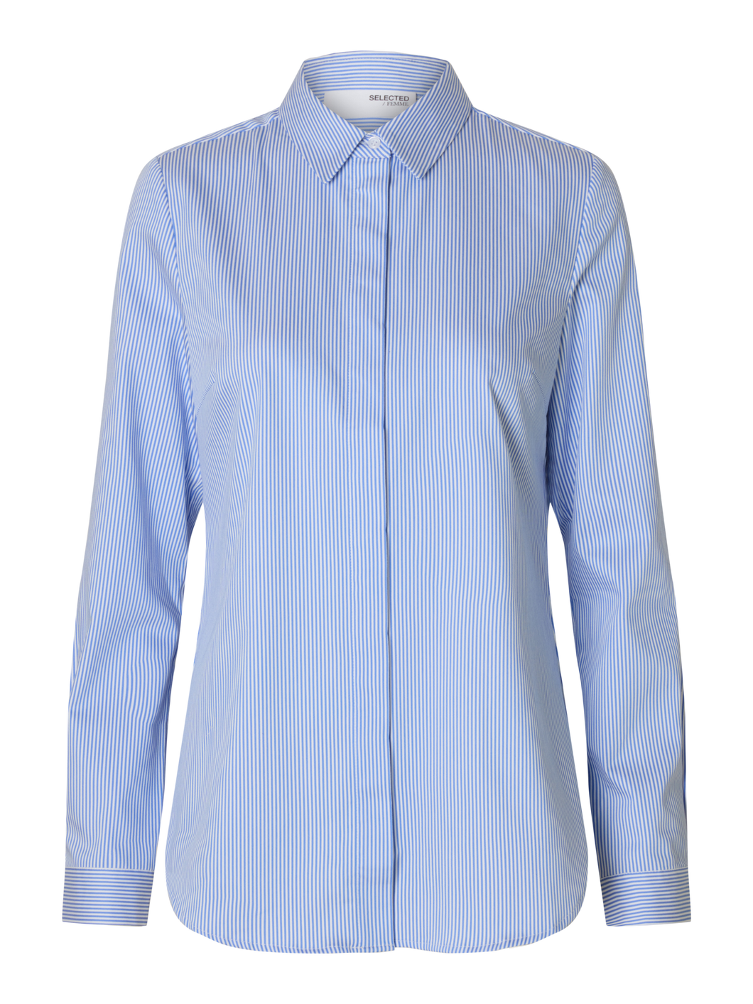 Selected Femme Romie striped fitted shirt Blue
