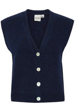 Load image into Gallery viewer, Ichi Povoke knitted waistcoat Medieval Blue
